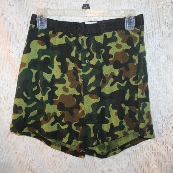 MeUndies green camo men's boxer shorts W/button size medium NWOT - Picture 1 of 4